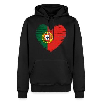 Portugal coeur drapeau blason - Sweat à capuche Premium bio Homme - noir - Devant - Nico (187cm)