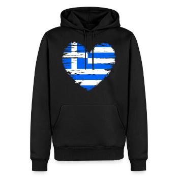 Griechenland Herz Flagge Fahne Wappen - Männer Premium Bio Hoodie - Schwarz - Vorne - Nico (187cm)