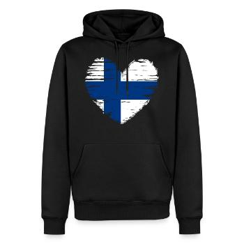 Finnland Herz Flagge Fahne Wappen - Männer Premium Bio Hoodie - Schwarz - Vorne - Nico (187cm)