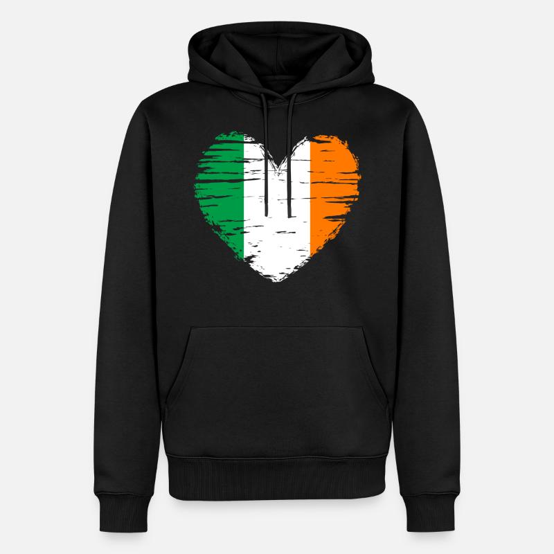 Irlande coeur drapeau blason - Sweat à capuche Premium bio Homme - noir