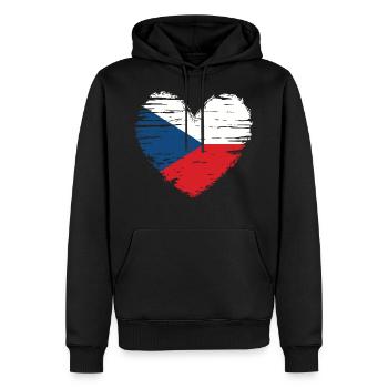 Tschechien Herz Flagge Fahne Wappen - Männer Premium Bio Hoodie - Schwarz - Vorne - Nico (187cm)