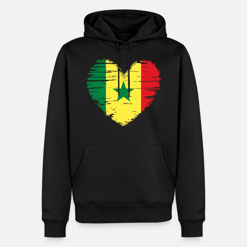 Sénégal coeur drapeau blason - Sweat à capuche Premium bio Homme - noir