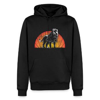 Lion Crinière Animal - Sweat à capuche Premium bio Homme - noir - Devant - Nico (187cm)