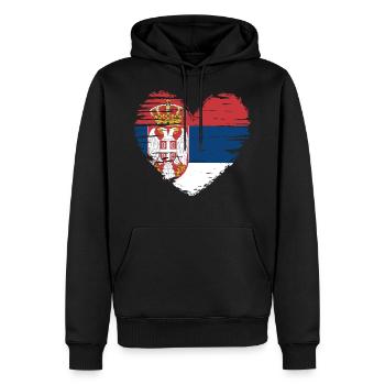 Serbie coeur drapeau blason - Sweat à capuche Premium bio Homme - noir - Devant - Nico (187cm)