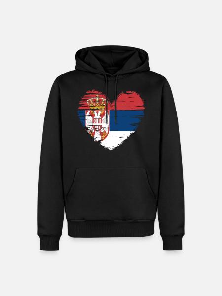 Serbie coeur drapeau blason - Sweat à capuche Premium bio Homme - noir