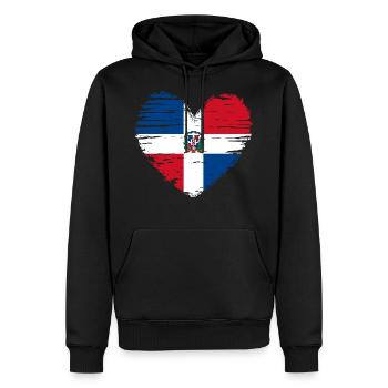 Dominican Republic Heart Flag Flag Coat of Arms - Men’s Premium Organic Hoodie - black - Front - Nico (187cm)