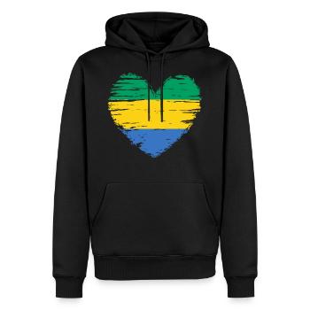 Gabun Herz Flagge Fahne Wappen - Männer Premium Bio Hoodie - Schwarz - Vorne - Nico (187cm)