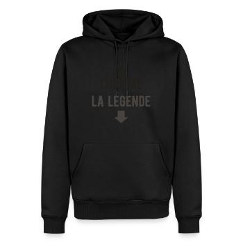 L'HOMME LA LÉGENDE - Sweat à capuche Premium bio Homme - noir - Devant - Nico (187cm)