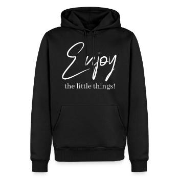 Enjoy the little things! - Men’s Premium Organic Hoodie - black - Front - Nico (187cm)