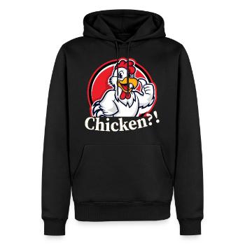 Kylling - Hane kyllingeæg - Herre Premium økologisk hoodie - sort - Foran - Nico (187cm)