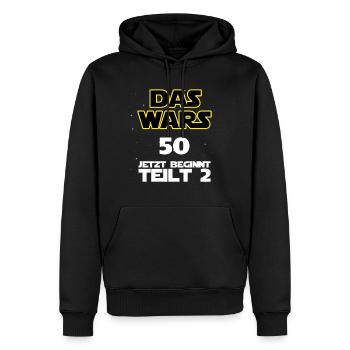 Das wars - 50 -jetzt beginnt Teil 2 - Männer Premium Bio Hoodie - Schwarz - Vorne - Nico (187cm)