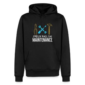 Maintenance - Sweat à capuche Premium bio Homme - noir - Devant - Nico (187cm)