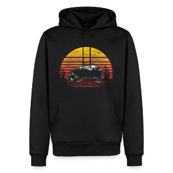 Hippo - Männer Premium Bio Hoodie - Schwarz - Vorne - Nico (187cm)