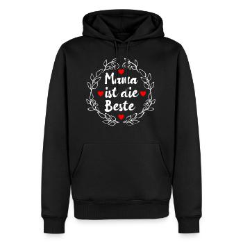 Mama ist die Beste - Männer Premium Bio Hoodie - Schwarz - Vorne - Nico (187cm)