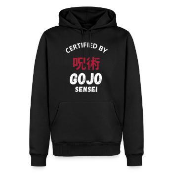 Certified by Gojo Sensei Otaku Manga Anime - Sweat à capuche Premium bio Homme - noir - Devant - Nico (187cm)