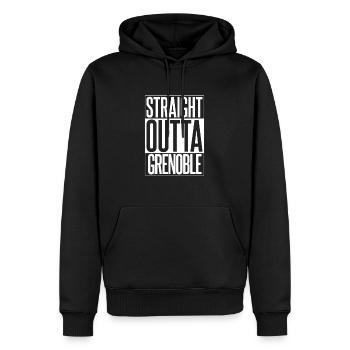 STRAIGHT OUTTA GRENOBLE - Sweat à capuche Premium bio Homme - noir - Devant - Nico (187cm)