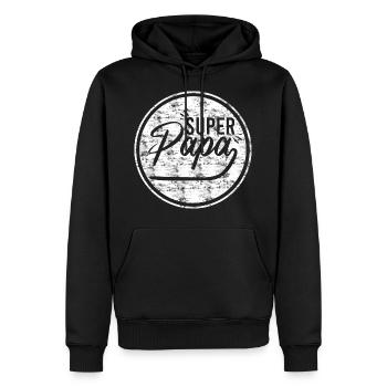 superpapa - Sweat à capuche Premium bio Homme - noir - Devant - Nico (187cm)