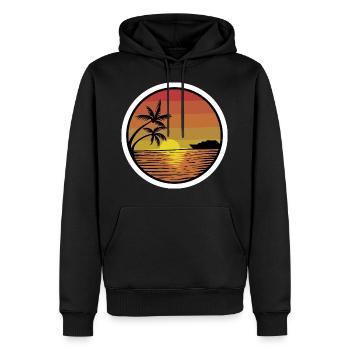 Strand Sonnenuntergang Retro Aufkleber Goldener - Männer Premium Bio Hoodie - Schwarz - Vorne - Nico (187cm)