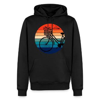 Fahrrad Retro Sonnenuntergang farbenfroh - Männer Premium Bio Hoodie - Schwarz - Vorne - Nico (187cm)