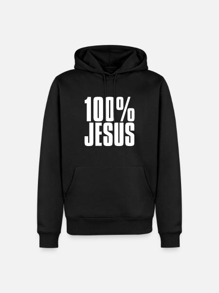 100% JÉSUS - Sweat à capuche Premium bio Homme - noir
