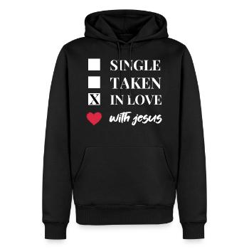 Célibataire Amoureux de Jésus | Des vêtements chrétiens ! - Sweat à capuche Premium bio Homme - noir - Devant - Nico (187cm)