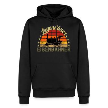 Legendärer Eisenbahner , Eisenbahn Beruf Vintage - Männer Premium Bio Hoodie - Schwarz - Vorne - Nico (187cm)
