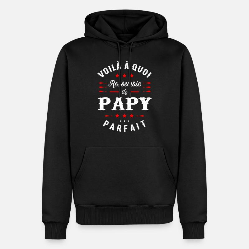 PAPY PARFAIT - Sweat à capuche Premium bio Homme - noir