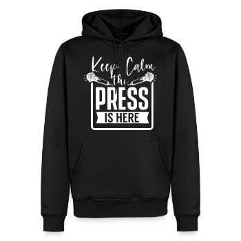 Bleib Ruhig Die Presse Ist Hier Reporter Medien - Männer Premium Bio Hoodie - Schwarz - Vorne - Nico (187cm)