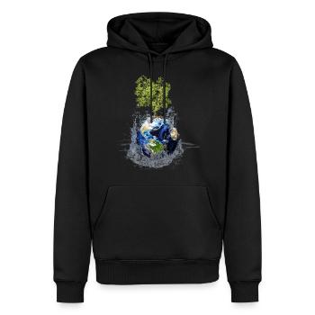 Globe avec arbre et éclaboussures d’eau - Sweat à capuche Premium bio Homme - noir - Devant - Nico (187cm)