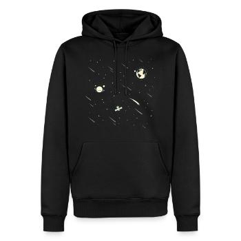 Cosmonaute Planète fusée spatiale - Sweat à capuche Premium bio Homme - noir - Devant - Nico (187cm)