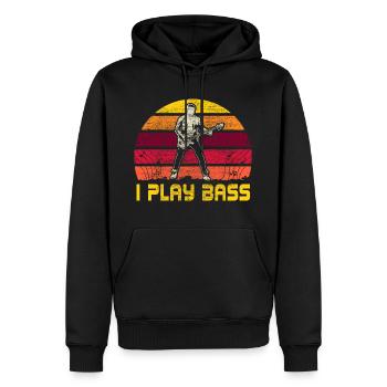 Basse guitare guitare comédie musicale - Sweat à capuche Premium bio Homme - noir - Devant - Nico (187cm)