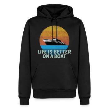 Bootsbesitzer Life Is Better on a Boat Boot - Männer Premium Bio Hoodie - Schwarz - Vorne - Nico (187cm)