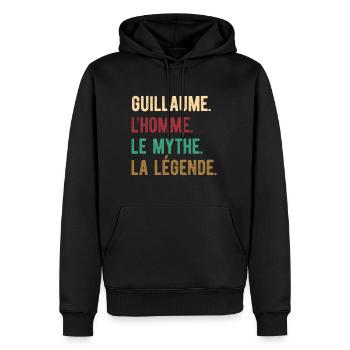 GUILLAUME L'HOMME LE MYTHE LA LÉGENDE - Sweat à capuche Premium bio Homme - noir - Devant - Nico (187cm)