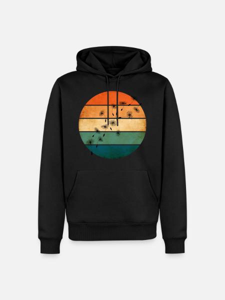 Retro sunset with dandelion - Men’s Premium Organic Hoodie - black