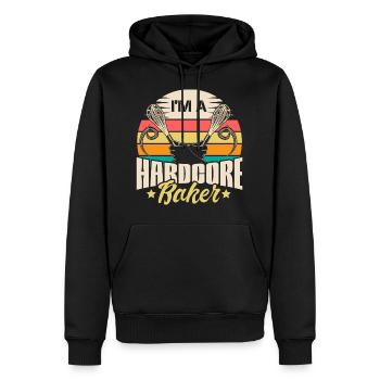 Cuisson Farine Amour Idée de cadeau - Sweat à capuche Premium bio Homme - noir - Devant - Nico (187cm)