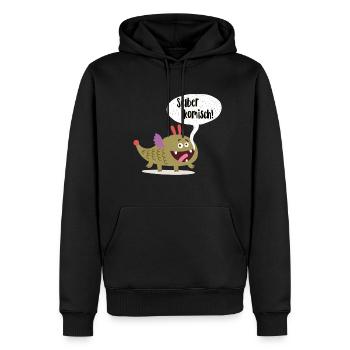 Lustiges Monster mit Sprechblase Selber komisch! - Männer Premium Bio Hoodie - Schwarz - Vorne - Nico (187cm)