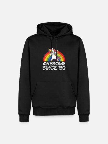 Geboren in 1980 Lustige Geburtstag schöne Einhorn-Grafik - Männer Premium Bio Hoodie - Schwarz