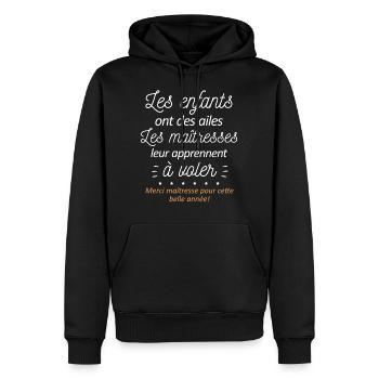 CADEAU MERCI MAITRESSE ENFANTS - Sweat à capuche Premium bio Homme - noir - Devant - Nico (187cm)