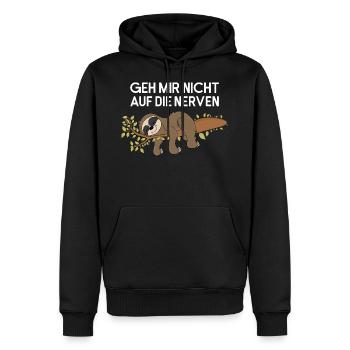 Faultier Geh Mir Nicht Auf Nerven Faultierspruch - Männer Premium Bio Hoodie - Schwarz - Vorne - Nico (187cm)