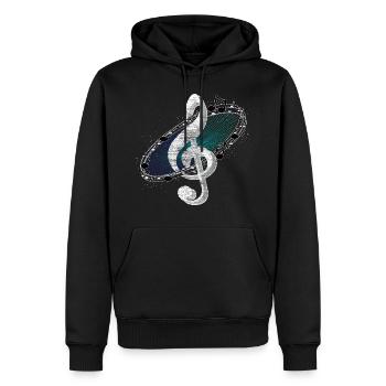 Notenschlüssel Melodie Chor Geschenkidee - Männer Premium Bio Hoodie - Schwarz - Vorne - Nico (187cm)