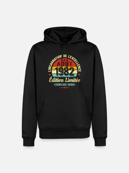 MILLÉSIME AOUT 1982 ÉDITION LIMITÉE - Sweat à capuche Premium bio Homme - noir