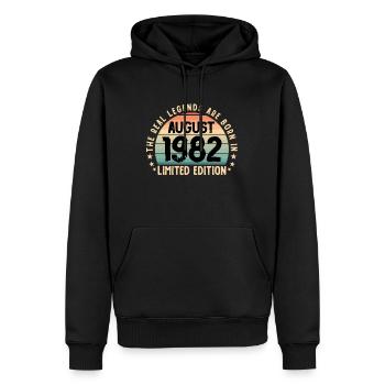 Né en 1982 Tee Vintage Legend Né en août - Sweat à capuche Premium bio Homme - noir - Devant - Nico (187cm)