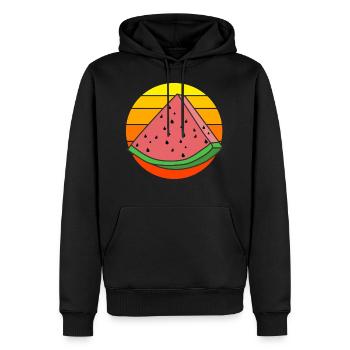 Vintage Wassermelone Wassermelonen Stück - Männer Premium Bio Hoodie - Schwarz - Vorne - Nico (187cm)