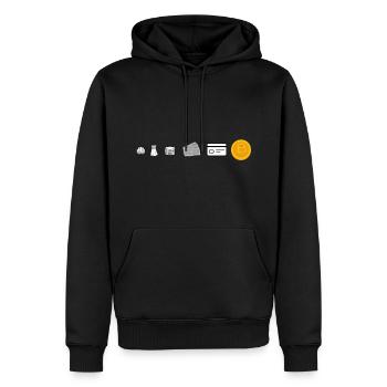 Évolution de la monnaie jusqu'au Bitcoin - Sweat à capuche Premium bio Homme - noir - Devant - Nico (187cm)