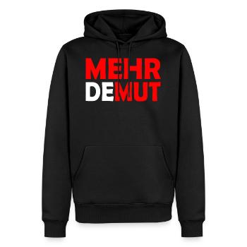 Demut - Männer Premium Bio Hoodie - Schwarz - Vorne - Nico (187cm)