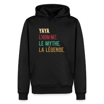 YAYA L'HOMME LE MYTHE LA LÉGENDE - Sweat à capuche Premium bio Homme - noir - Devant - Nico (187cm)
