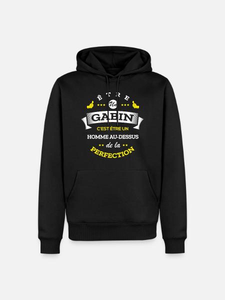 GABIN PARFAIT - NOM GABIN - Sweat à capuche Premium bio Homme - noir