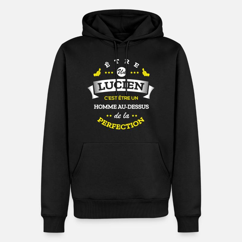 LUCIEN PARFAIT - NOM LUCIEN - Sweat à capuche Premium bio Homme - noir