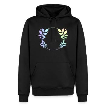 Colorful Round Frame Leaves Wreath Decoration - Men’s Premium Organic Hoodie - black - Front - Nico (187cm)