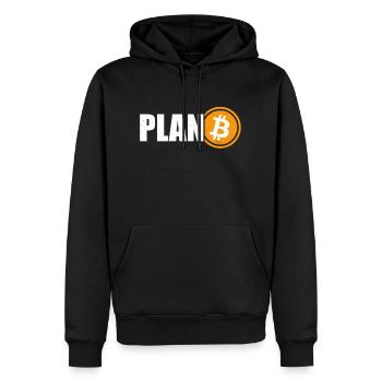 Bitcoin Plan B cryptomonnaie Blockchain Cadeau - Sweat à capuche Premium bio Homme - noir - Devant - Nico (187cm)